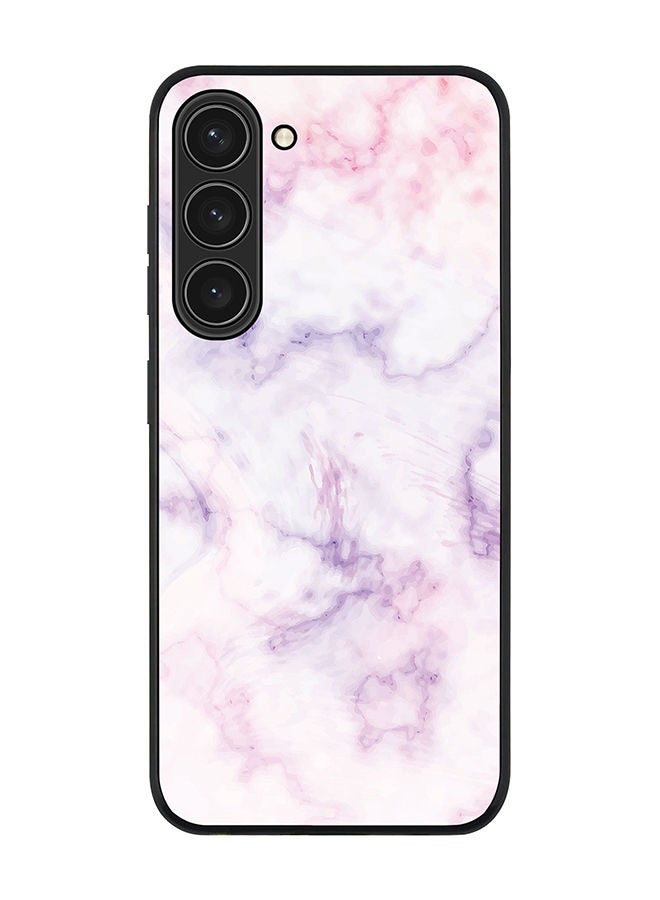 Stylizedd Rugged Black edge case for Samsung Galaxy S23+ 5G Slim fit Soft Case Flexible Rubber Edges Anti Drop TPU Gel Thin Cover - Marble Print Cotton Candy - Image 1