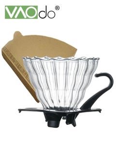 VAOdo Glass Coffee Dripper With 100 Coffee Filters V60 Pour Over Coffee Dripper With Base For Home Cafe Slow Brewing Accessories  - Image 1