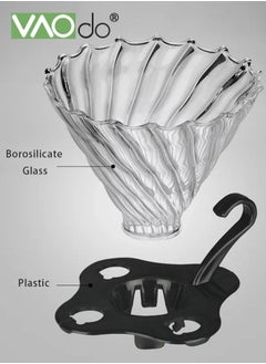 VAOdo Glass Coffee Dripper With 100 Coffee Filters V60 Pour Over Coffee Dripper With Base For Home Cafe Slow Brewing Accessories  - Image 5