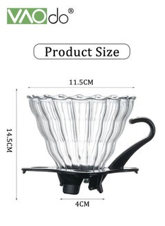 VAOdo Glass Coffee Dripper With 100 Coffee Filters V60 Pour Over Coffee Dripper With Base For Home Cafe Slow Brewing Accessories  - Image 2