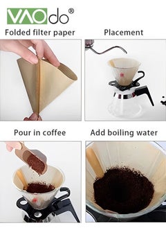 VAOdo Glass Coffee Dripper With 100 Coffee Filters V60 Pour Over Coffee Dripper With Base For Home Cafe Slow Brewing Accessories  - Image 3