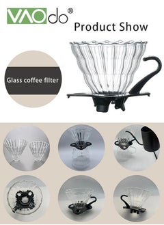 VAOdo Glass Coffee Dripper With 100 Coffee Filters V60 Pour Over Coffee Dripper With Base For Home Cafe Slow Brewing Accessories  - Image 4