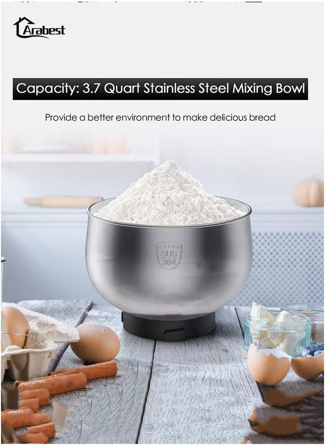 Electric Kitchen Stand Mixer,5 L  Food Mixer,6 Speeds Portable 1400W,Lightweight Kitchen Mixer,Suitable for Home and Commercial Restaurant Kitchen Cookingwith,With Egg Whisk,Dough Hook,Flat Beater (Black)