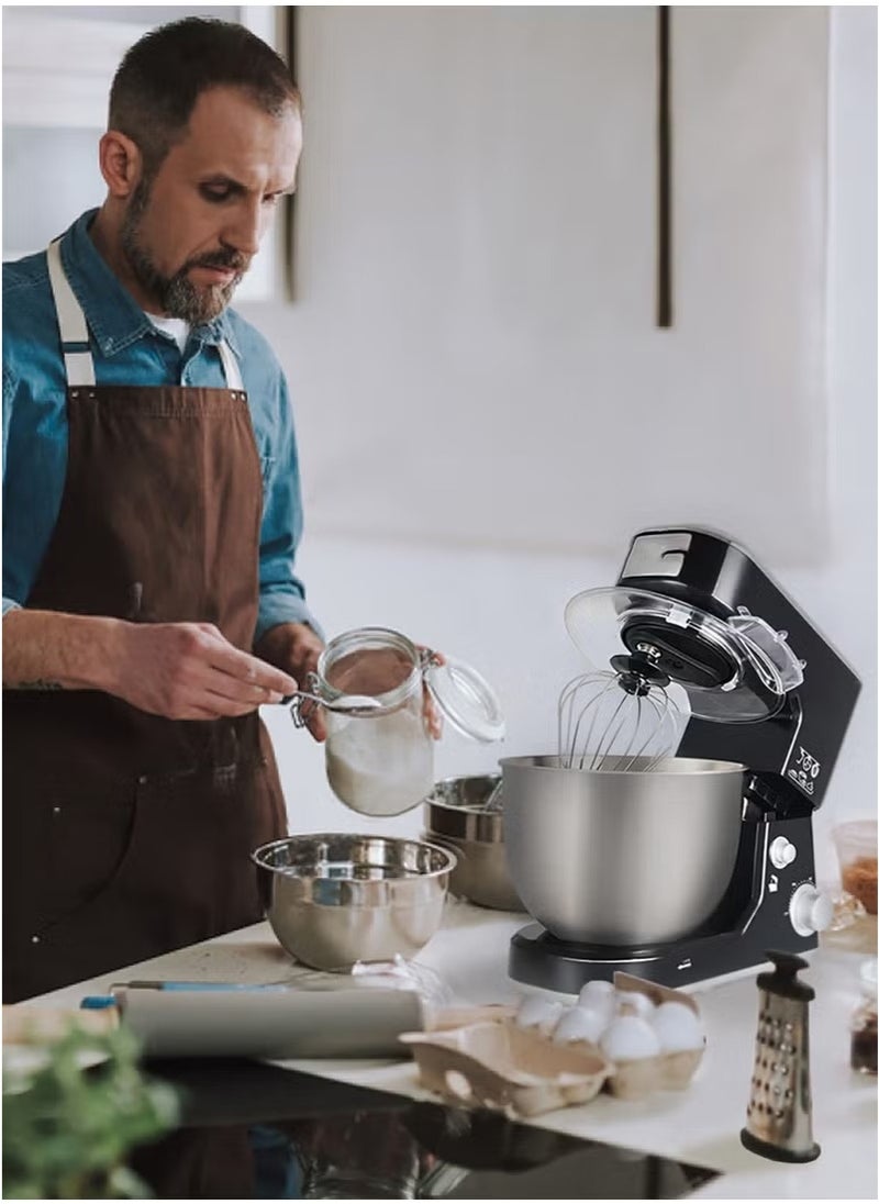 Electric Kitchen Stand Mixer,5 L  Food Mixer,6 Speeds Portable 1400W,Lightweight Kitchen Mixer,Suitable for Home and Commercial Restaurant Kitchen Cookingwith,With Egg Whisk,Dough Hook,Flat Beater (Black)