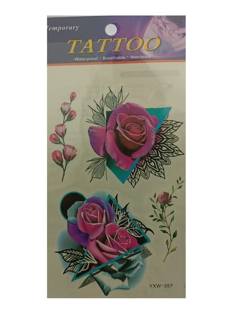 Generic temporary tattoo Colorful rose with beautiful design