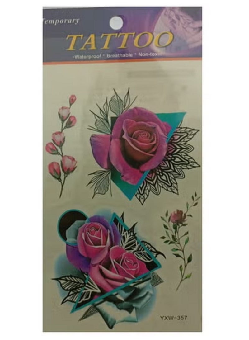 temporary tattoo Colorful rose with beautiful design - Image 2