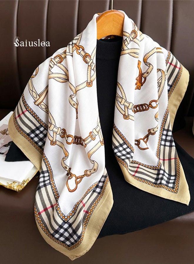 Saiusloa Neck Scarf For Womens Silky Head Scarves Hair Bandanas Square Scarf Fashion Accessories lightweight 27.5 * 27.5inch, 27-horsewhip Lattice, 27.5*27.5inch - Image 2