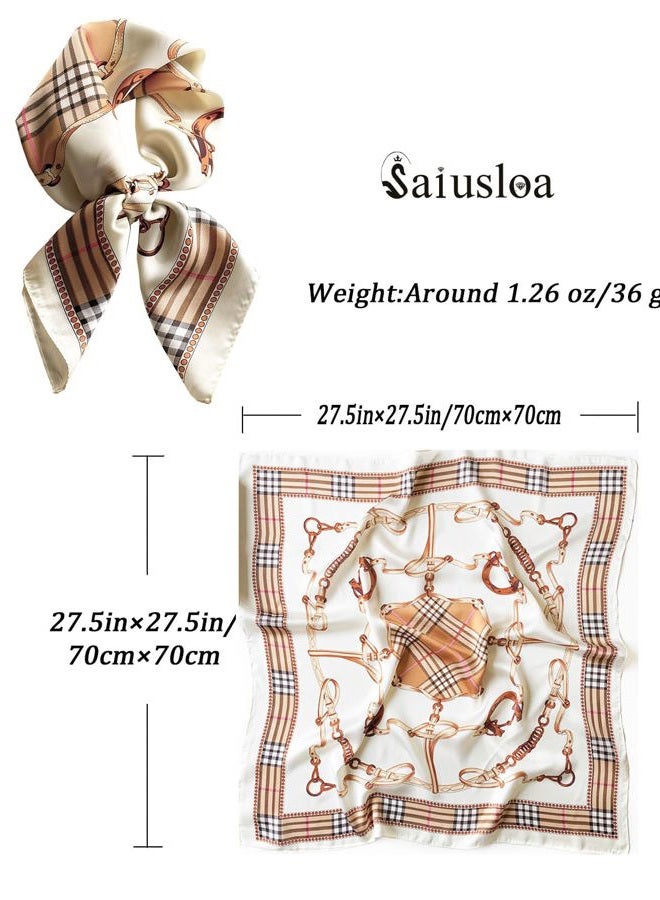 Saiusloa Neck Scarf For Womens Silky Head Scarves Hair Bandanas Square Scarf Fashion Accessories lightweight 27.5 * 27.5inch, 27-horsewhip Lattice, 27.5*27.5inch - Image 3
