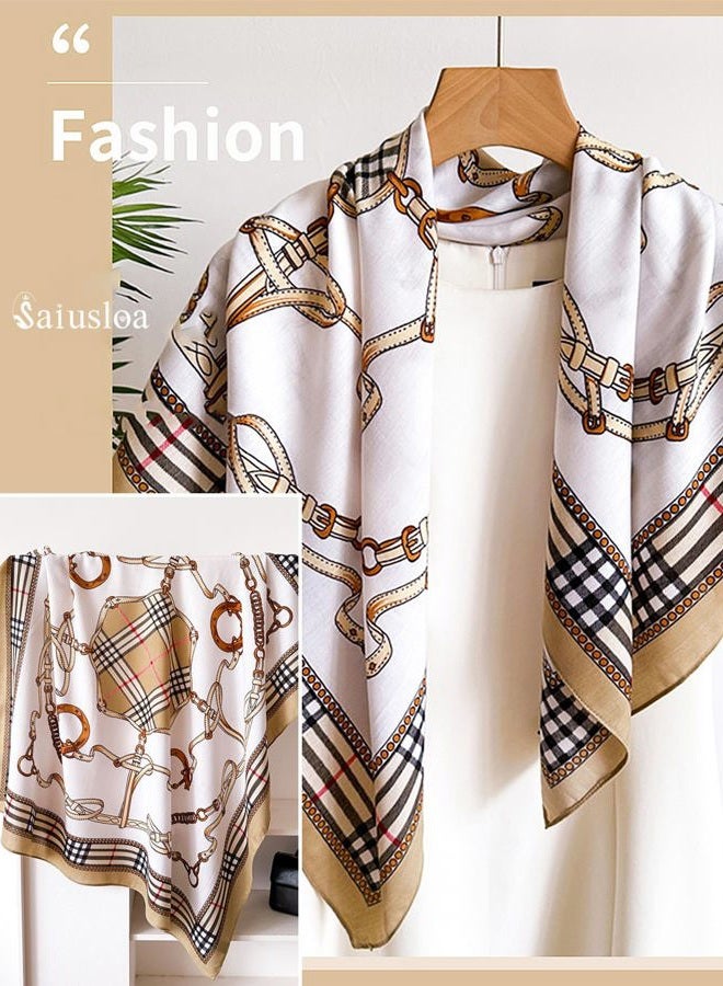 Saiusloa Neck Scarf For Womens Silky Head Scarves Hair Bandanas Square Scarf Fashion Accessories lightweight 27.5 * 27.5inch, 27-horsewhip Lattice, 27.5*27.5inch - Image 5