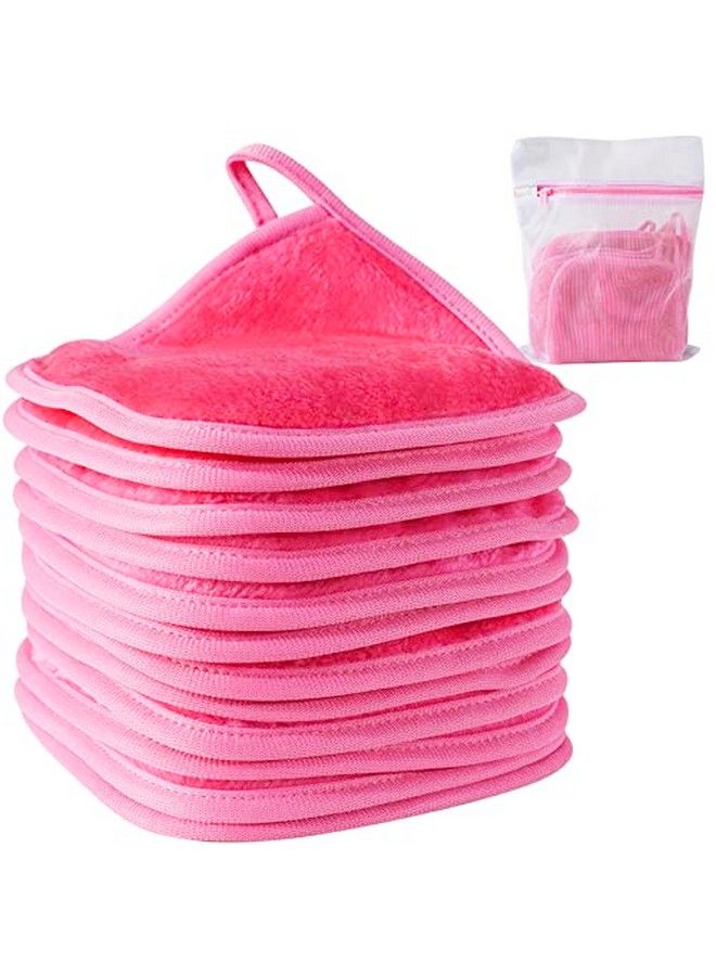 KODAMO ; Reusable Makeup Remover Cloth 6 X 6 In 12 Pack Microfiber Washable Facial Cleansing Towel For All Skin Types With Laundry Bag Natural Ecofriendly Makeup Remover Towel (Pink)  - Image 1