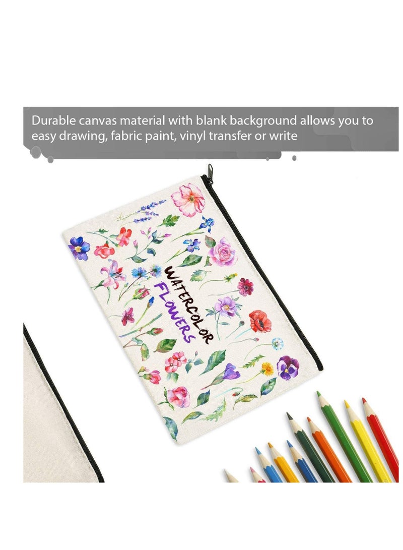 SYOSI Canvas Makeup Bags Zipper Pouch Pencil Case Blank DIY Craft Cosmetic for Multi-purpose Travel Toiletry Bag, Gift 18 Pieces - Image 2