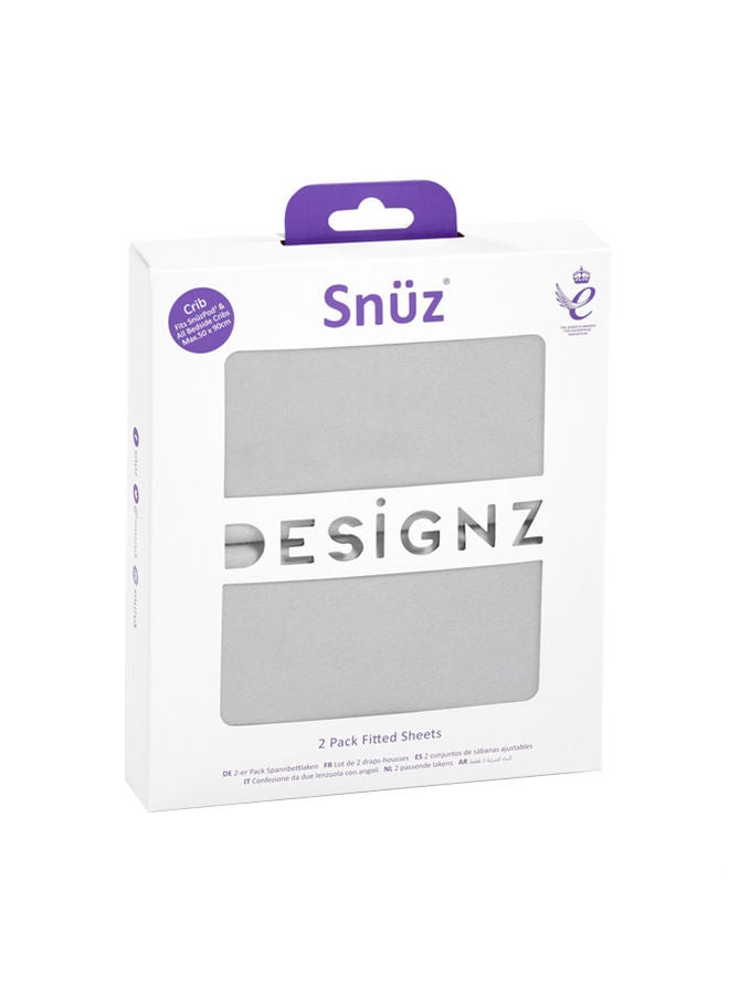 Snuz Pod Light Breathable And 100% Soft Jersey Cotton Crib Fitted Sheets Pack Of 2 - Grey  - Image 1