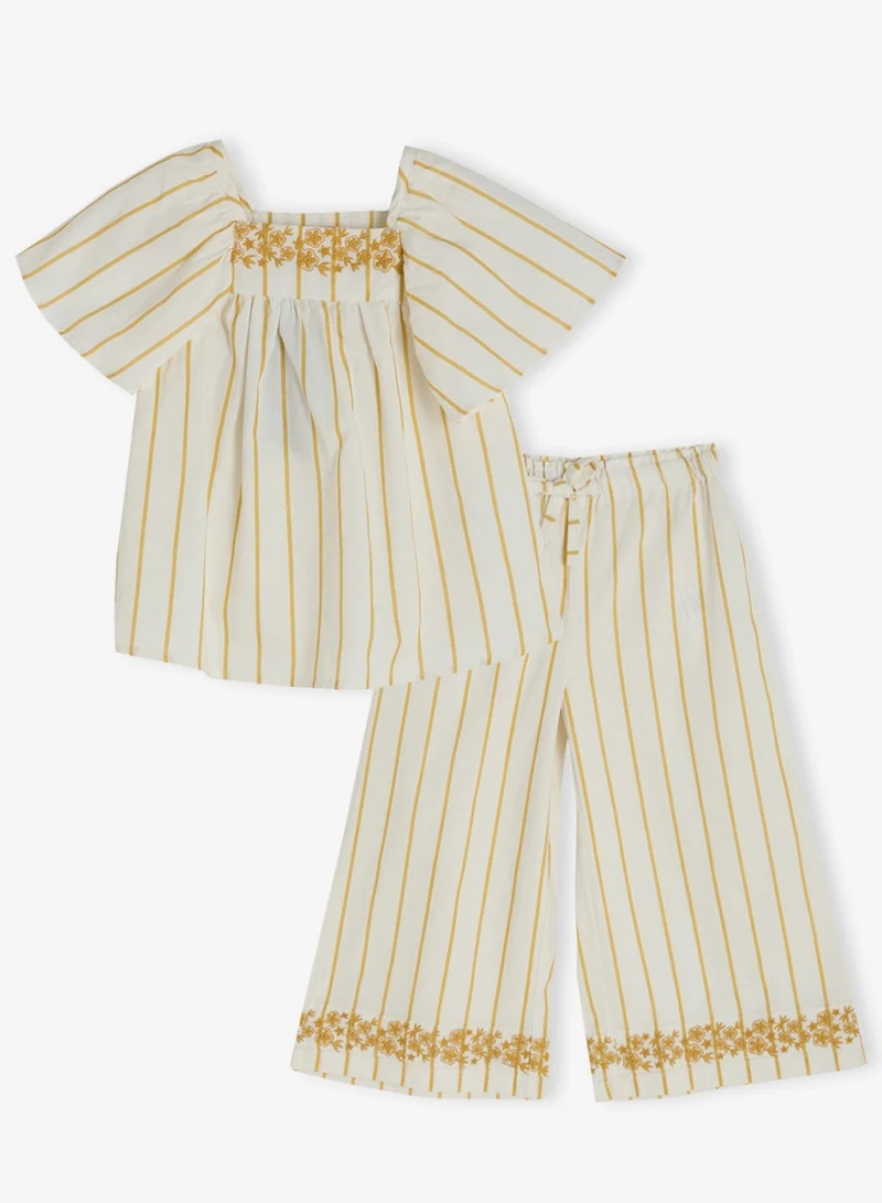 Ripples Girls Embroidered & Stripes Co-ord Sets