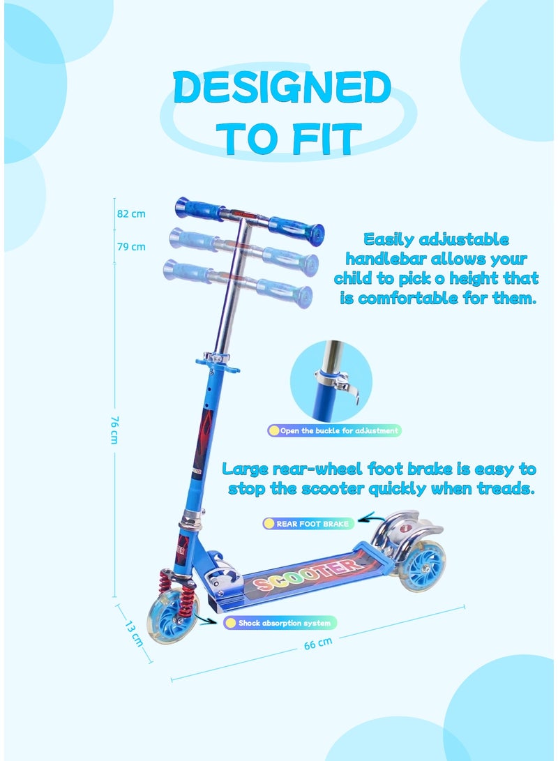 EASY FUTURE Scooters for Kids with Foldable & Height Adjustable Handle Kick Scooter with LED PU Wheels & Rear Brake Kids Scooter for 3 to 8 Years Including Protective Gear Set - Image 3