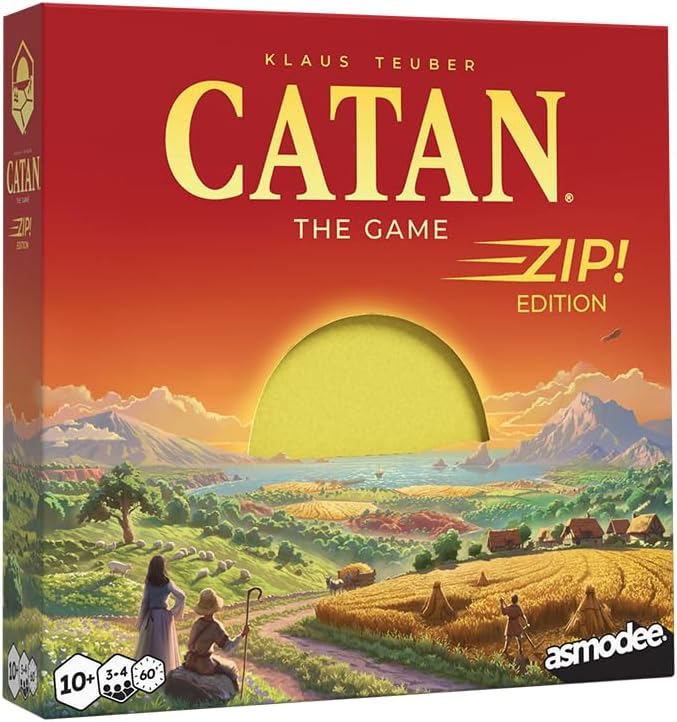 Catan Zip Travel Board Game – Portable Strategy Game with 50 Maps, Compact Carry Bag, Dice Shaker & Storage Boxes, Fun for Family & Adults, Ages 10+, 3-4 Players, 1 Hour Playtime - Image 1
