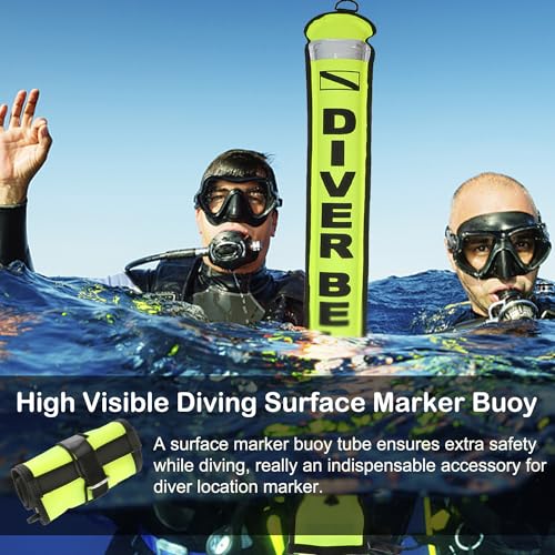 YUNNLEZT 5ft SMB Surface Marker Buoy, Surface Marker Signal Tube Scuba Diving Open Bottom Marker with High Visibility Reflective Band for Underwater Diving Snorkeling - Image 2