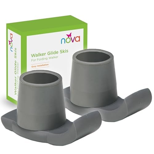 NOVA Medical Products Walker Glide Skis, Universal Fit, One Pair, Gray, 2 Count (Pack of 1) - Image 4