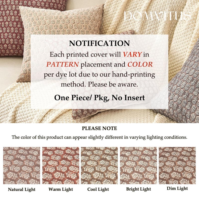 DOMVITUS Pillow Covers 20x20, Floral Pillow Covers, Couch Pillows for Living Room, Decorative Farmhouse Accent Print Throw Pillow Covers, 1PC, Cognac Brown - Image 3