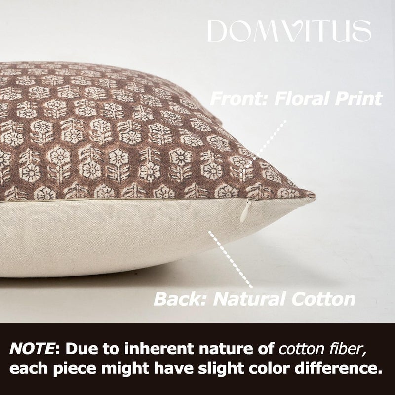 DOMVITUS Pillow Covers 20x20, Floral Pillow Covers, Couch Pillows for Living Room, Decorative Farmhouse Accent Print Throw Pillow Covers, 1PC, Cognac Brown - Image 2
