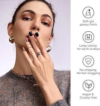 NAILOG Semi Cured Gel Nail Strips Glossy Long Lasting Soft Gel Finish 20 Extra Long Nail Stickers Wraps Magma - Image 3