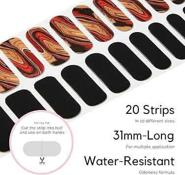 NAILOG Semi Cured Gel Nail Strips Glossy Long Lasting Soft Gel Finish 20 Extra Long Nail Stickers Wraps Magma - Image 4