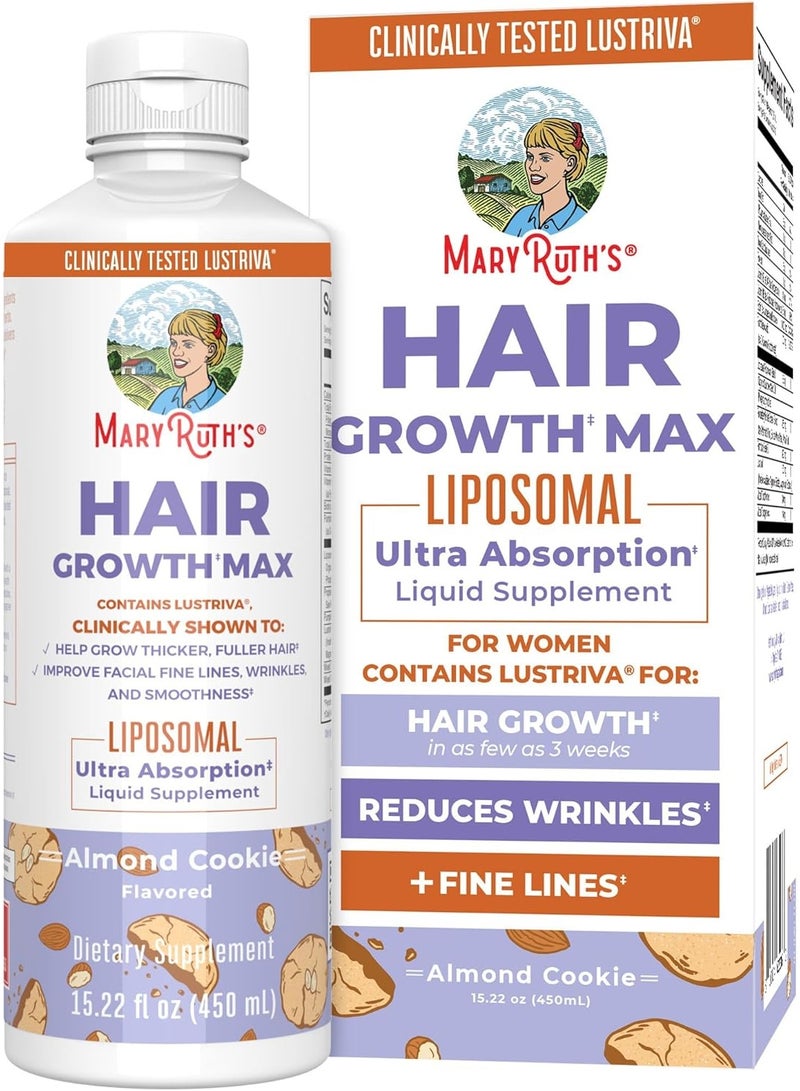MaryRuth's MaryRuth Organics Women’s Hair Growth MAX Liposomal – 15.22 fl oz | With Lustriva® & 10,000 mcg Biotin + Pumpkin Seed Oil | Supports Thicker, Fuller Hair, Healthy Skin & Anti-Aging Care | For Women Ages 18+ - Image 1