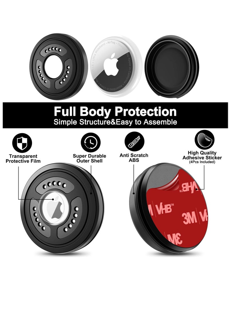 Excefore عبوة من 2 غطاء حامل AirTag مقاوم للماء IPX8، ملصق Airtag لاصق على حامل لاصق، حماية كاملة للجسم، ملصق تعقب واقٍ مضاد للخدش للسيارات والأمتعة والدراجات - Image 3