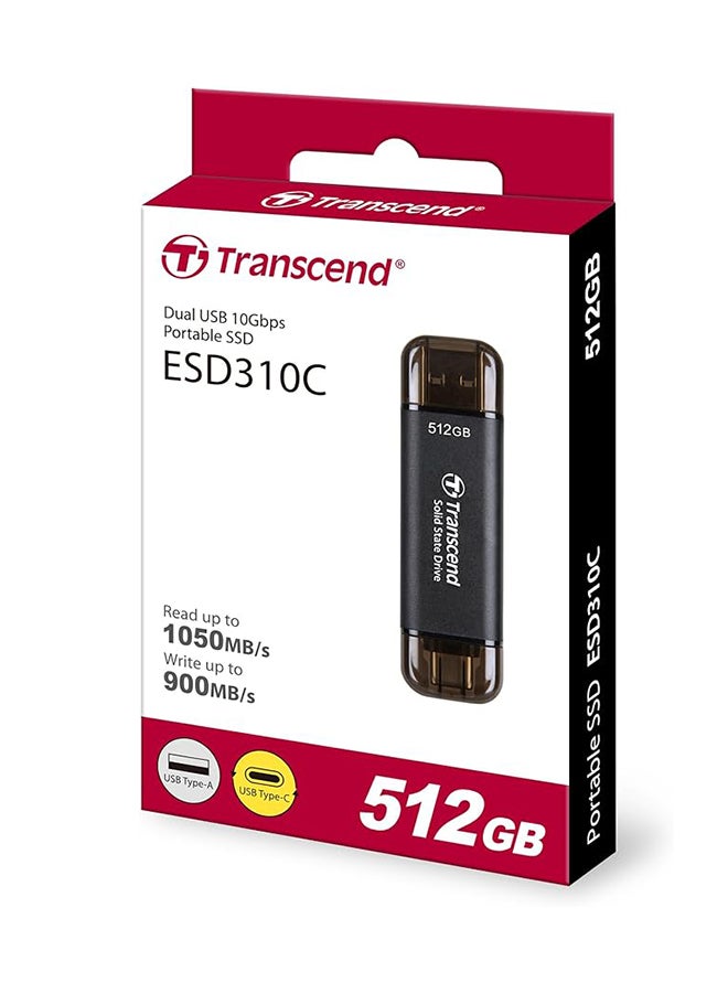 ترانسيند 512GB, External SSD, ESD310C, USB 10Gbps, Type C/A, Black 512 GB - Image 4