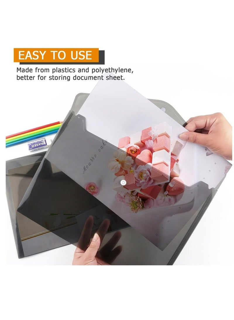 6 Pack Plastic Envelopes Poly Envelopes, Clear Document Folders Plastic File Folders for Home Work Office Organization, Letter Size/A4 Size(Dark Grey) - Image 5
