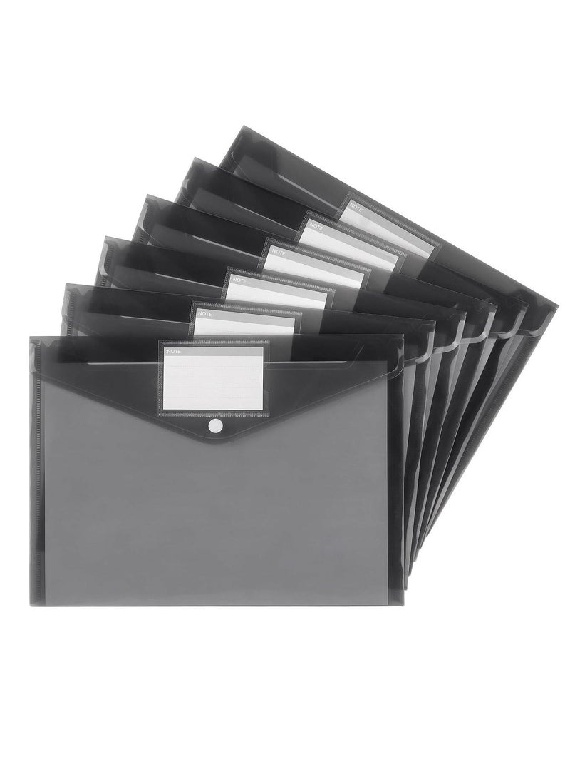 6 Pack Plastic Envelopes Poly Envelopes, Clear Document Folders Plastic File Folders for Home Work Office Organization, Letter Size/A4 Size(Dark Grey) - Image 1