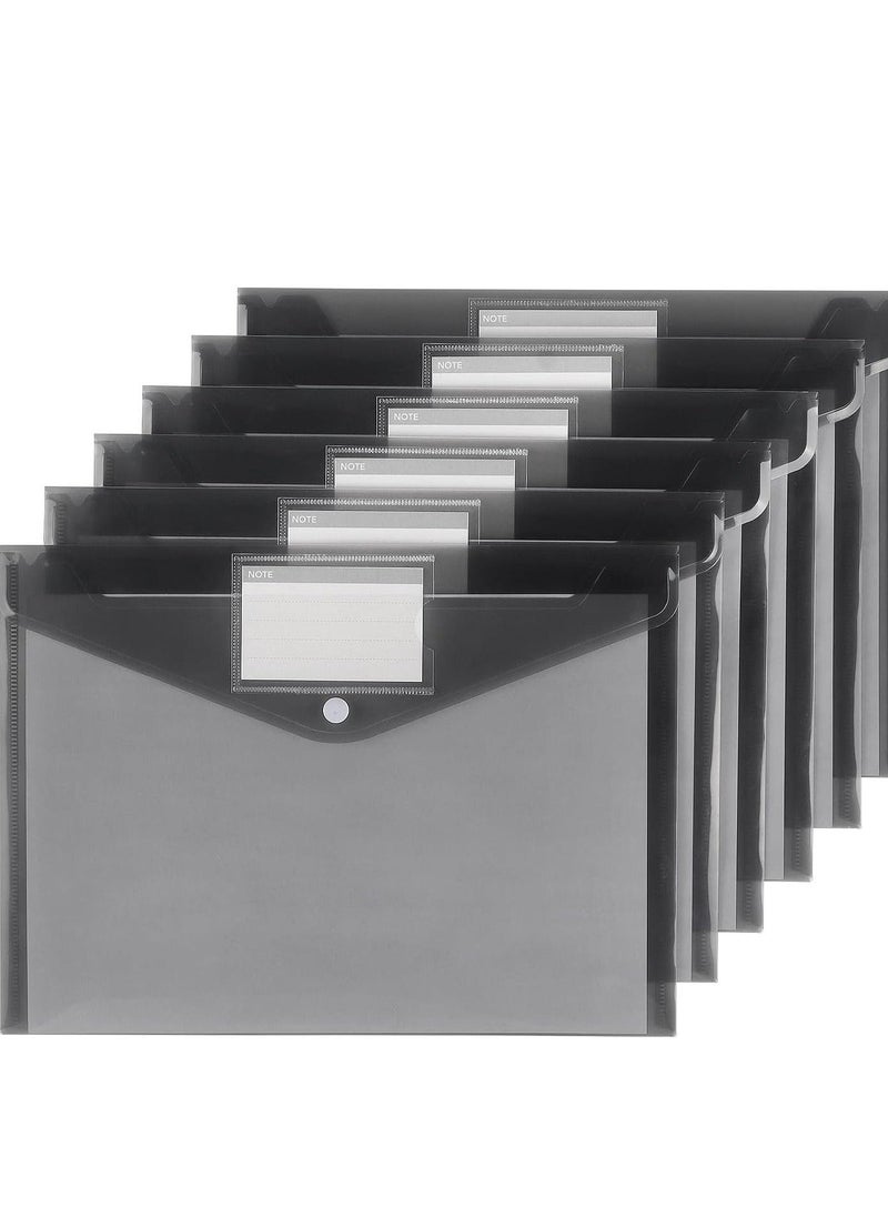 6 Pack Plastic Envelopes Poly Envelopes, Clear Document Folders Plastic File Folders for Home Work Office Organization, Letter Size/A4 Size(Dark Grey) - Image 2