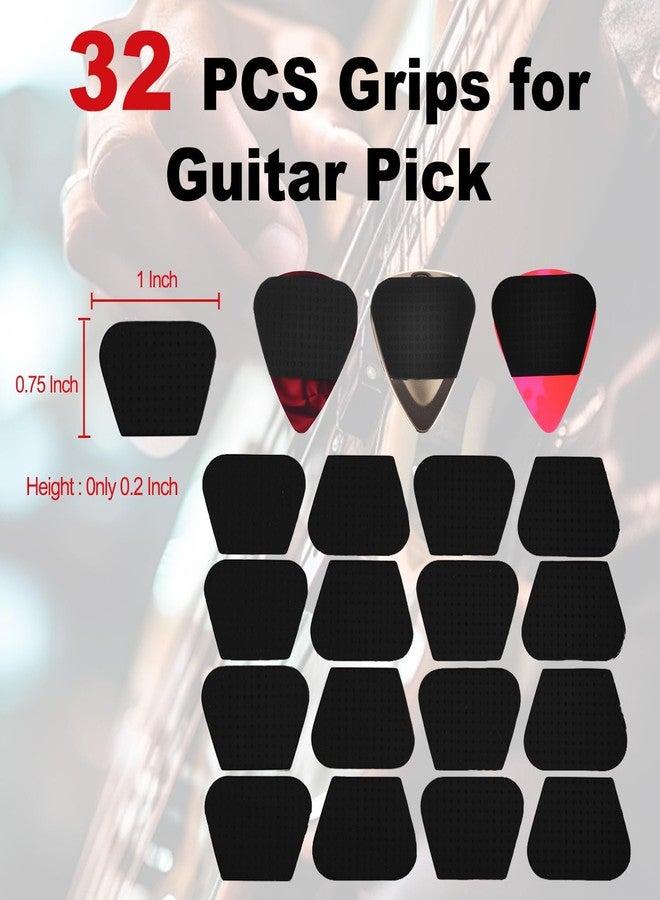 Fematin 32pcs Guitar Picks Grips, Large Silicone Soft Grips with 3 Guitar Picks, Non slip and Self-Adhesive, Help You Holding the Guitar Pick Tightly,Black - Image 3