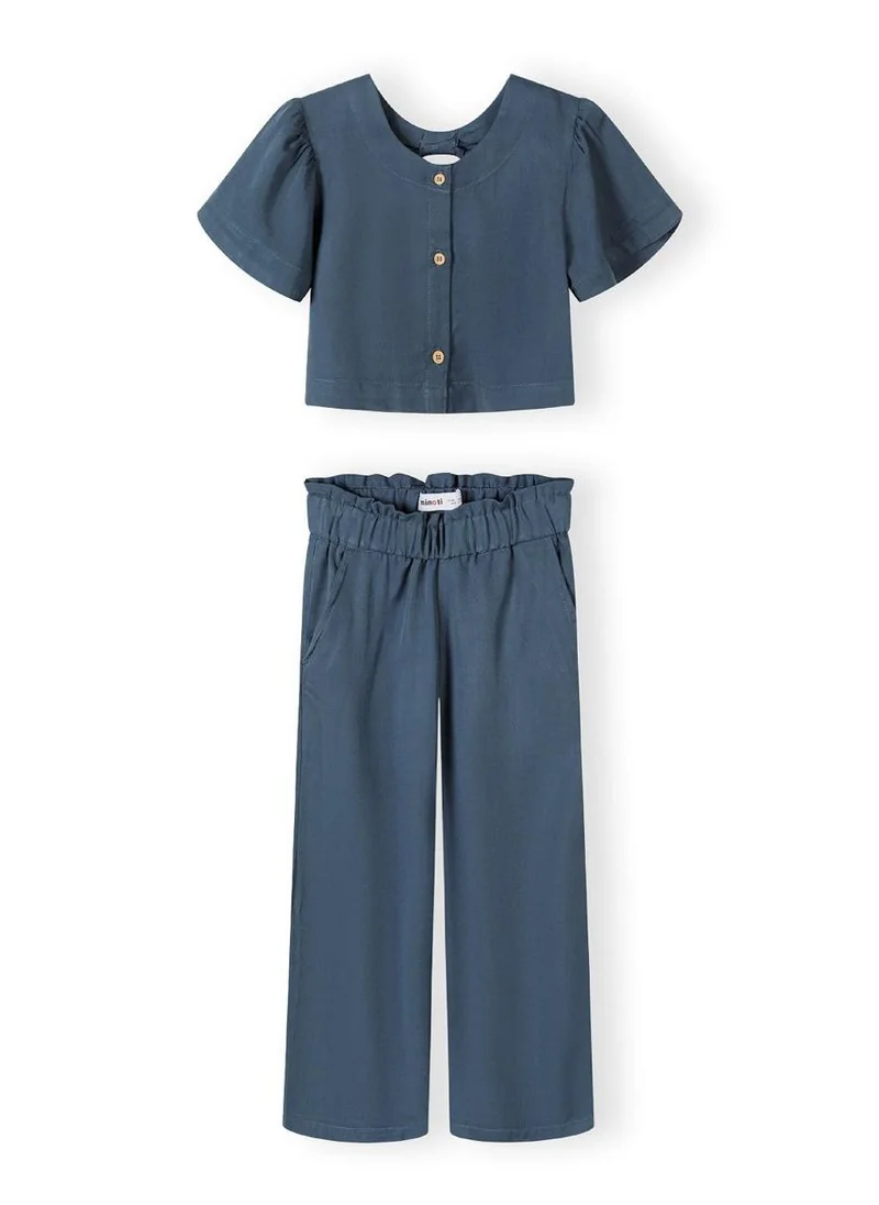 MINOTI Kids Girls Frill Sleeve Top And Wide Leg Trouser Set