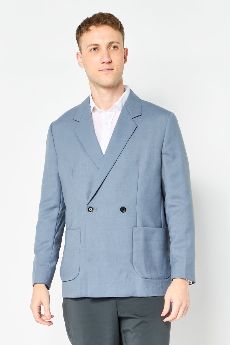 SELECTED Men Regular Fit Solid Long Sleeve Semi Formal Jacket, Grey - Image 1