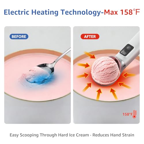 FrostJoy Electric Heated Ice Cream Scoop, Kitchen Gadget with Digital LED Temperature Display for Easy Scooping Rechargeable Scooper Dessert Server 5000mAh USB Powered IP67 Waterproof Kitchen Tool 2 Oz Max158℉ - Image 2