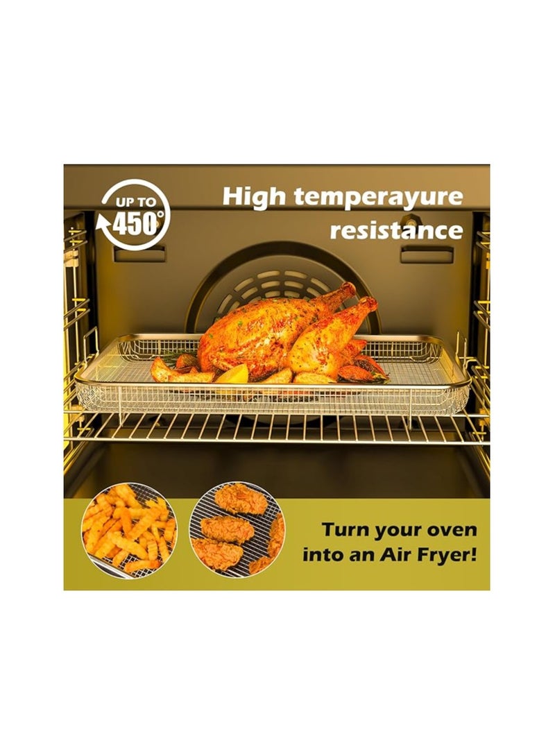 DEMEDO Stainless Steel Crisper Tray, Large Air Fryer Rack for Oven, Non-Stick Mesh Basket, Range Oven Air Fryer Basket, Grill basket for Wall Oven  - Image 2
