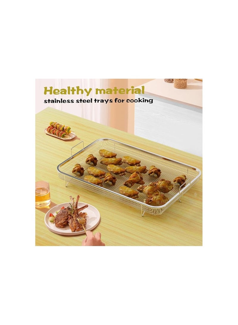 DEMEDO Stainless Steel Crisper Tray, Large Air Fryer Rack for Oven, Non-Stick Mesh Basket, Range Oven Air Fryer Basket, Grill basket for Wall Oven  - Image 3