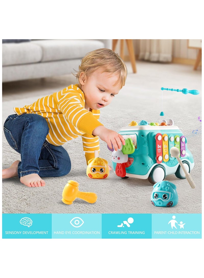 NNEWVANTE Baby Toy for Old,Toddler Toys Early Learning Montessori Toy 18+Months+,6 in 1 Infant Educational Busy Center,Musical Bus Baby Toys Christmas Birthday Gifts,Blue - Image 2