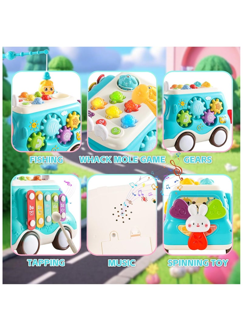 NNEWVANTE Baby Toy for Old,Toddler Toys Early Learning Montessori Toy 18+Months+,6 in 1 Infant Educational Busy Center,Musical Bus Baby Toys Christmas Birthday Gifts,Blue - Image 3