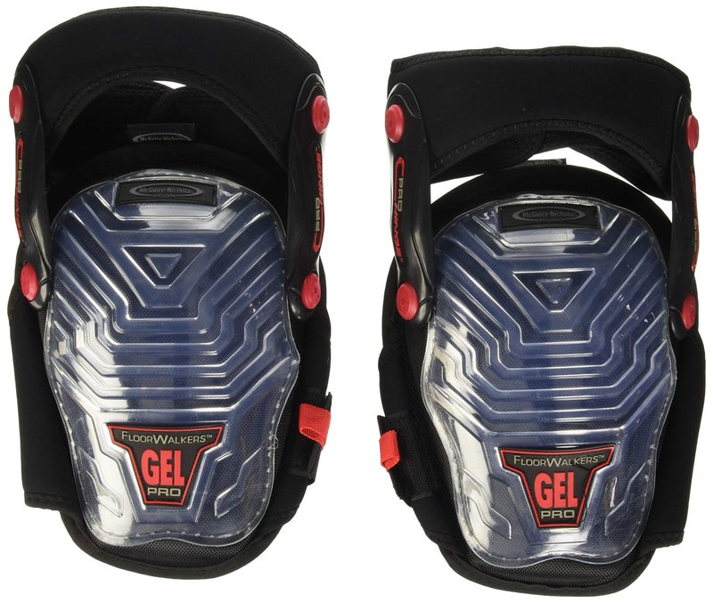 McGuire-Nicholas 30511-1 Pro Hinge Floor Walker Gel Gripper Protective Work Knee Pads, Non-Marring Knee Pads for Flooring, Construction, Painting, Welding, Plumbing Black/Clear - Image 1