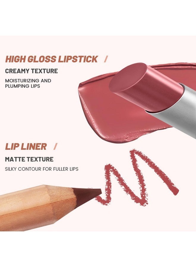 pudaier 2Pcs Lip Liner and Lipstick Combo, Highly Pigmented Lip Liner and Lipstick Set for women, Long Lasting Matte Lip Pencil and Hydrating Lip Balm Lip Gloss Makeup Kits with Sharpener - Image 3