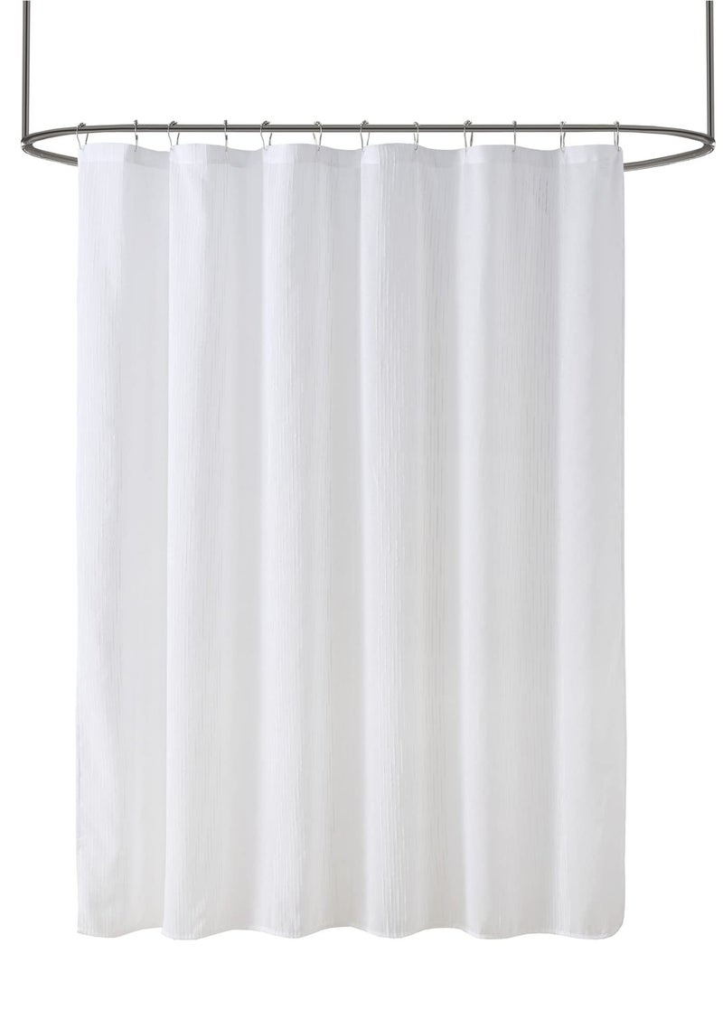 Madison Park Anna Sheers Shower Curtain, Textured Striped Accent Design, Modern Mid-Century Bathroom Decor, Machine Washable, Fabric Privacy Screen 72x72", Ivory - Image 5