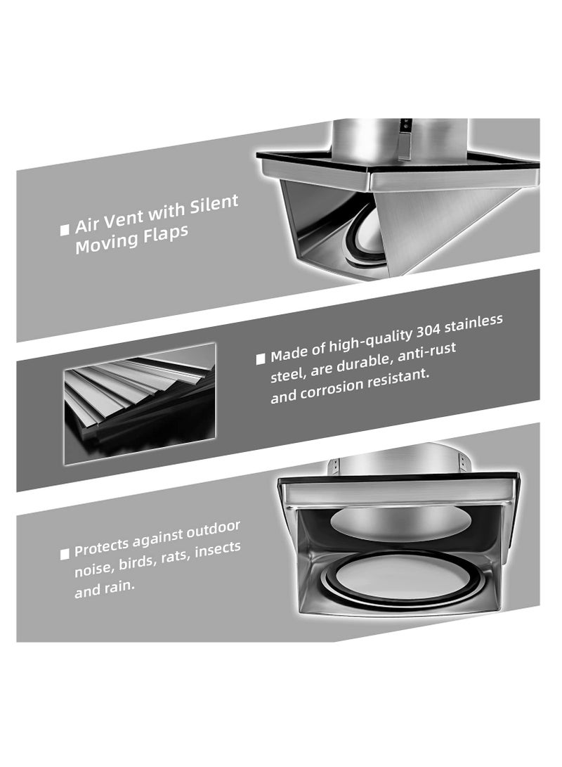 كابتن تيك 4 Inch Stainless Steel Air Vent Covers, External Walls Extractor Fan Exhaust Outlet Vent Cover - Image 2