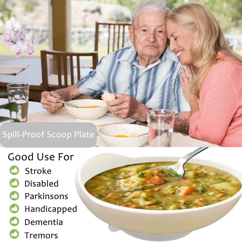 MUROCEA Scooper Bowl with Suction Cup Base, Eating Aid Assistant for Scooping Food, Dining Assistive Food Guard for Disabled, Elderly, Handicapped, 1pcs - Image 3