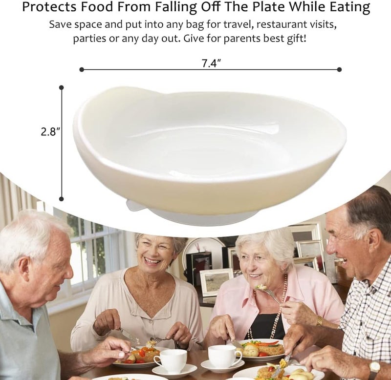 MUROCEA Scooper Bowl with Suction Cup Base, Eating Aid Assistant for Scooping Food, Dining Assistive Food Guard for Disabled, Elderly, Handicapped, 1pcs - Image 2