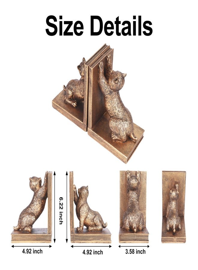 Mervkis Book Ends for Shelves to Hold Books Heavy Duty,Decorative Bookend for Bookshelf Décor,Cute Animal Cat Book Stopper Cat Statues for Home, Office Desk Decoration,1pair - Image 3