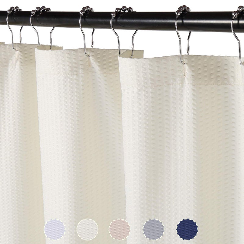 CAROMIO Water Repellent Soft Microfiber Fabric Shower Curtain or Liner for Bathroom Decorative Embossed Pattern Cream 72x72 Inches