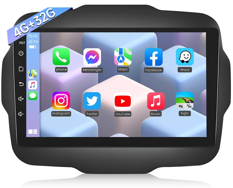 Generic 4+32G Car Stereo for Jeep Renegade 2015-2020, Wireless Carplay & Andriod Auto, GPS WiFi SWC DSP 16EQ 5.0 Bluetooth Mirror Link, 9" Touchscreen for Jeep Renegade Radio, with 1080P AHD Backup Camera  - Image 1