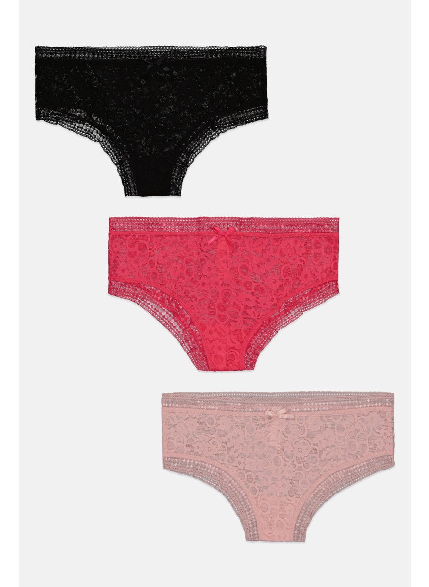 French Affair Women 3 Pieces Textured Panty, Black  - Image 1