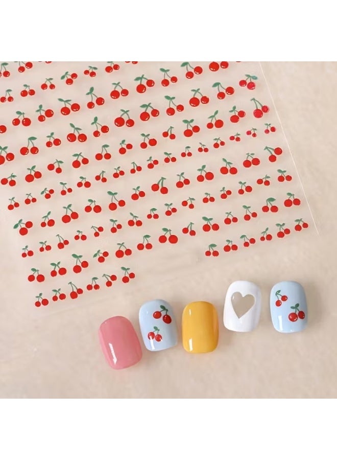 Goolsky Cherry Charm Nail Art Stickers, Kawaii Fruit Design Nail Transfer Decals, DIY Nail Art Decorative Sliders - Image 2